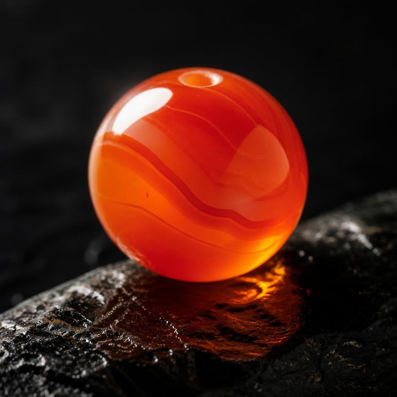 Carnelian — Glowing orange-red chalcedony, lit from within.