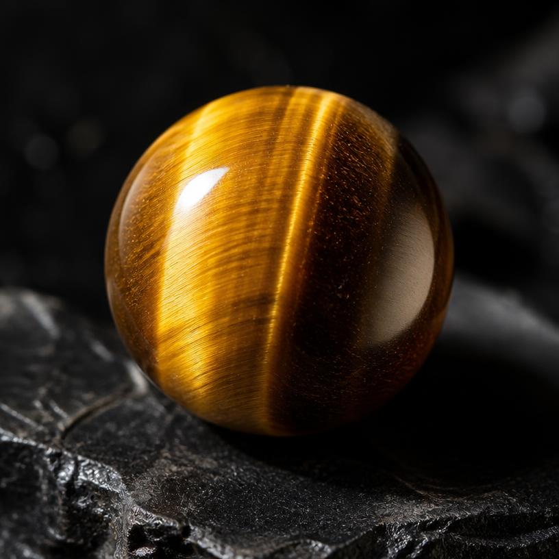 Tiger's Eye — Banded amber and bronze with a shifting silken lustre.